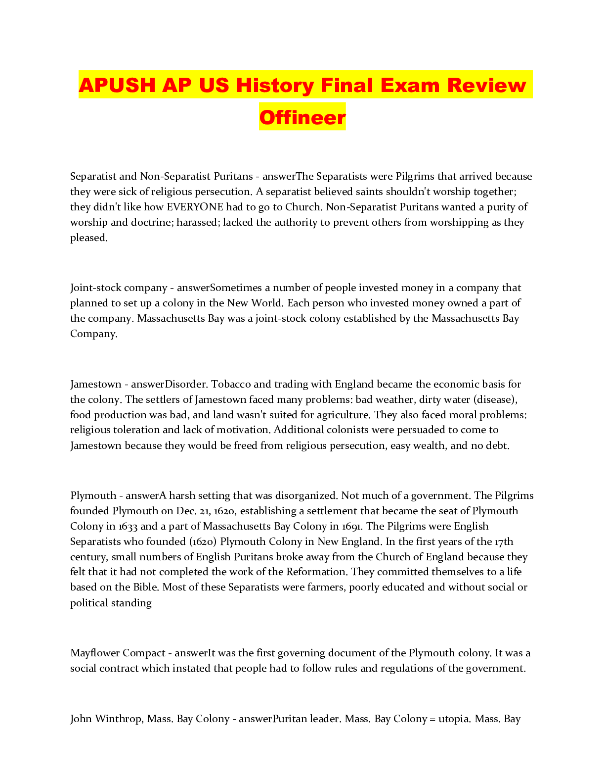 WGU Academy US History 1 Exam 1 Already Passed, Updated 2022